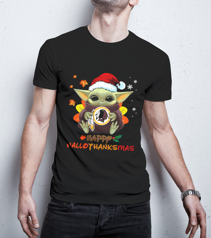 Happy Hallothanksmas Baby Yoda Washington Redskins T-Shirt