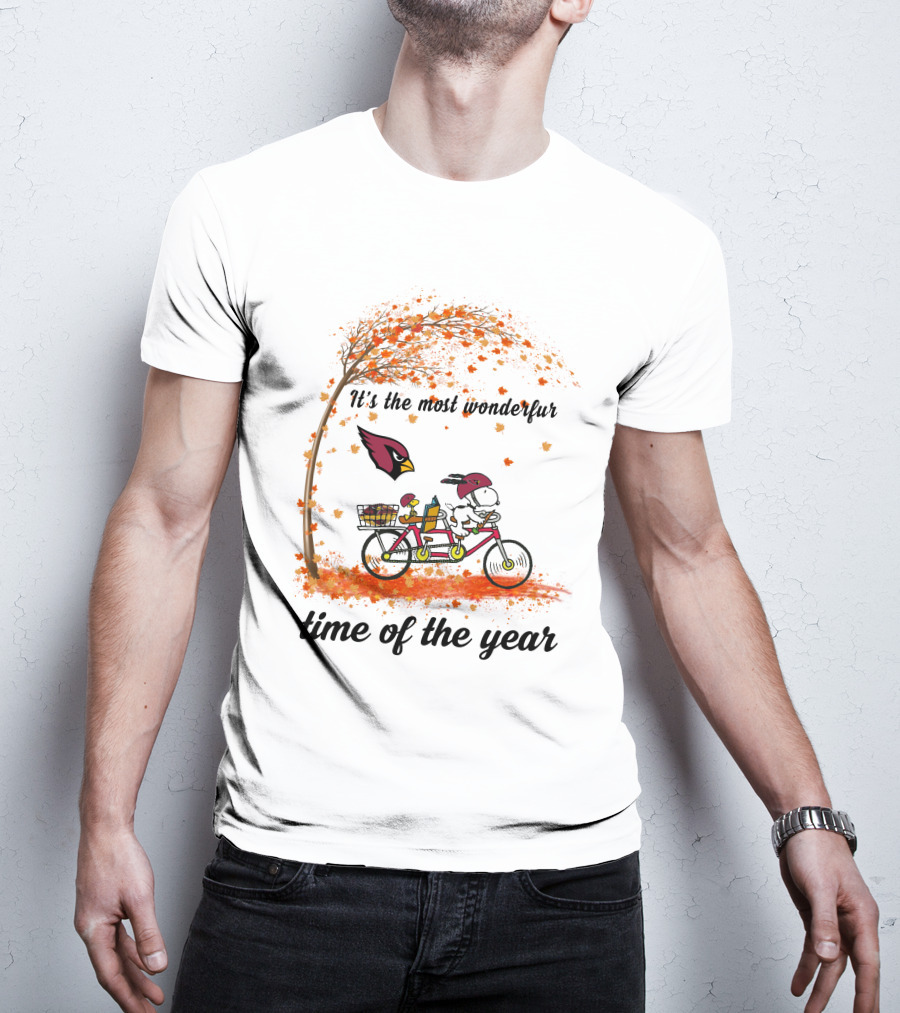 It's The Most Wonderful Time Of The Year Arizona Cardinals Autumn Snoopy Bike T-Shirt