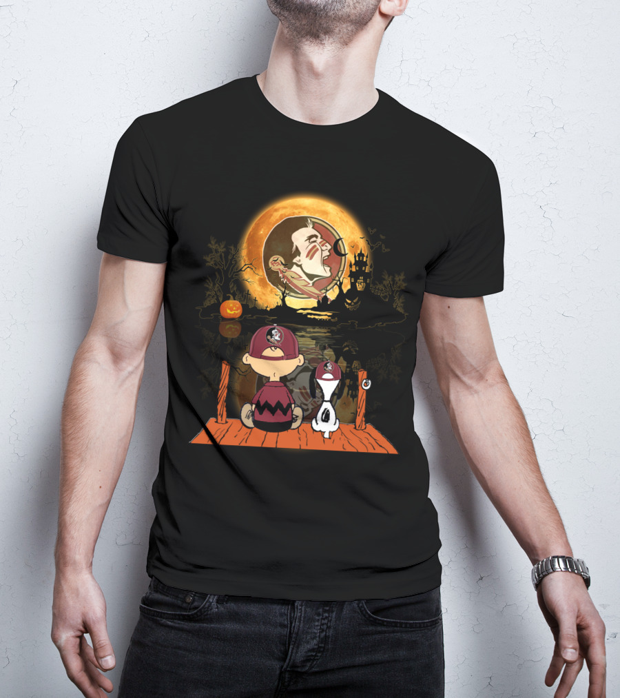 Florida State Seminoles Halloween Moon Peanuts Charlie Brown Woodstock T-Shirt