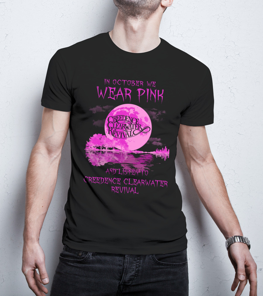In October We Wear Pink And Listen To Creedence Clearwater Revival Moon Scene T-Shirt
