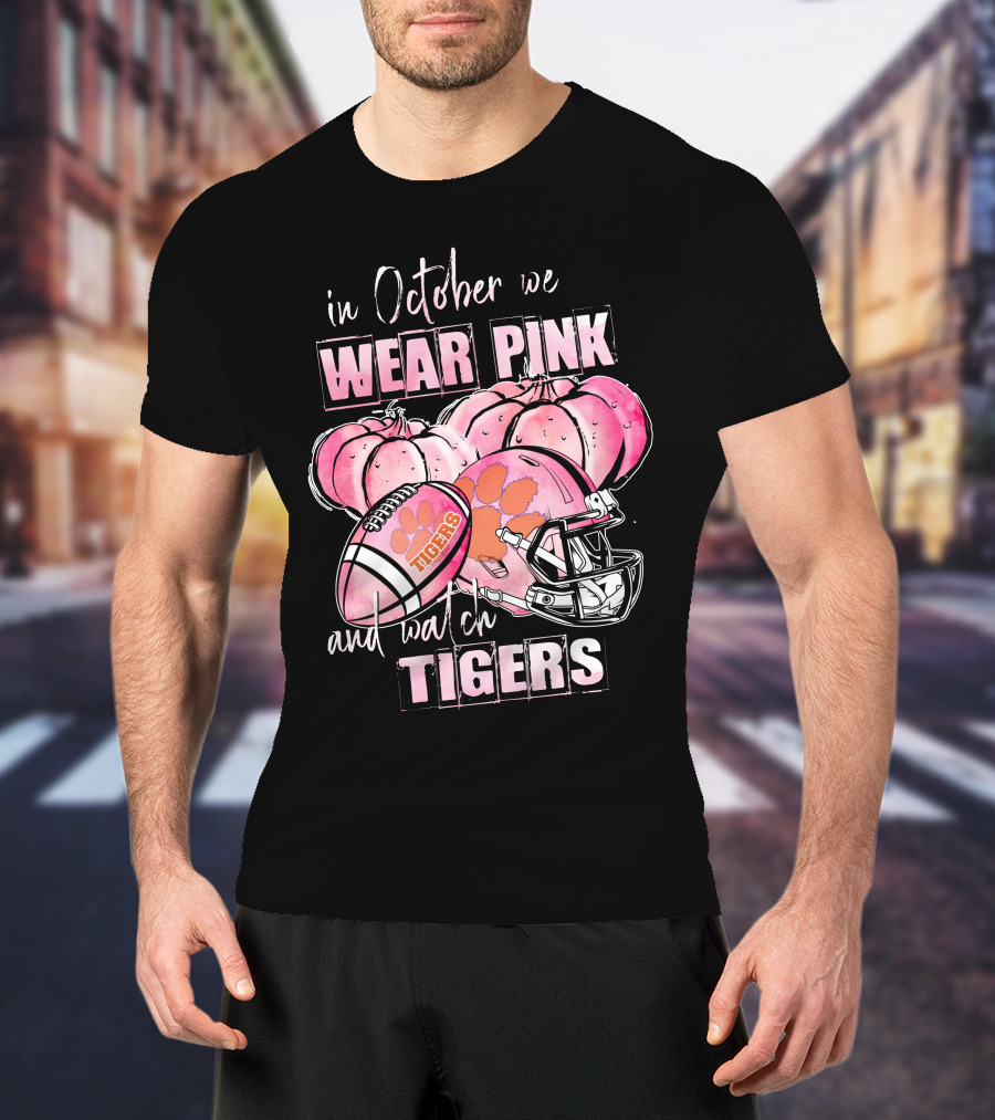 Clemson Tigers In October We Wear Pink Pumpkins And Football Helmet 509NCAA L1MTH T-Shirt