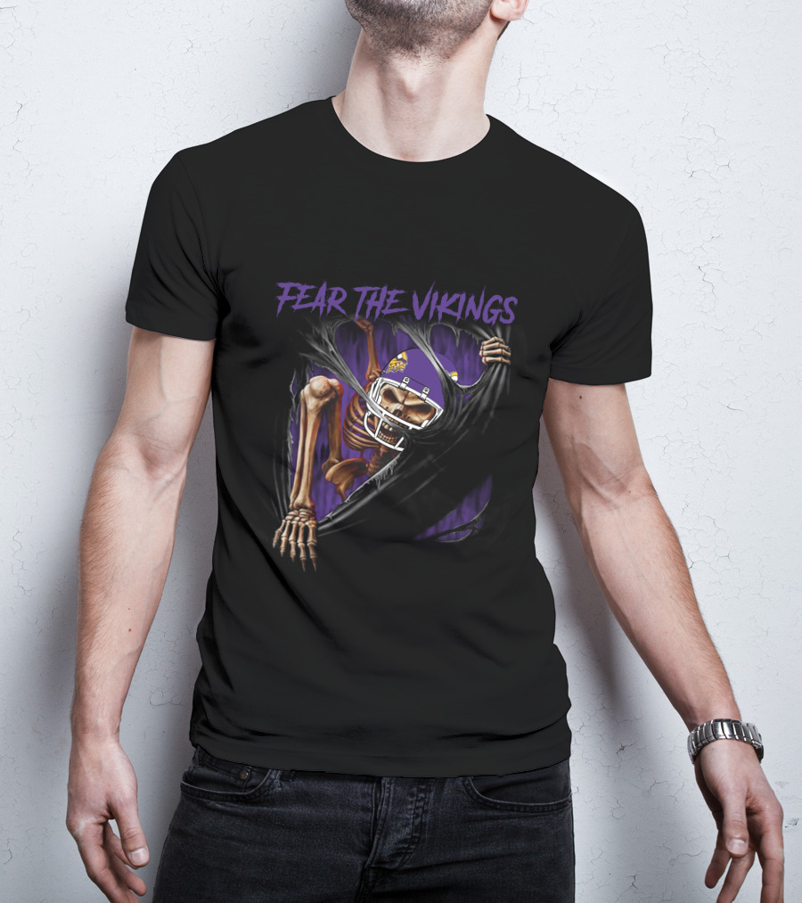Fear The Vikings Minnesota Vikings Skeleton NFL T-Shirt