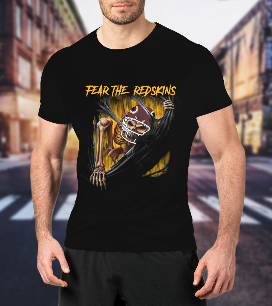Fear The Redskins Skeleton 515Nfl Washington Redskins T-Shirt