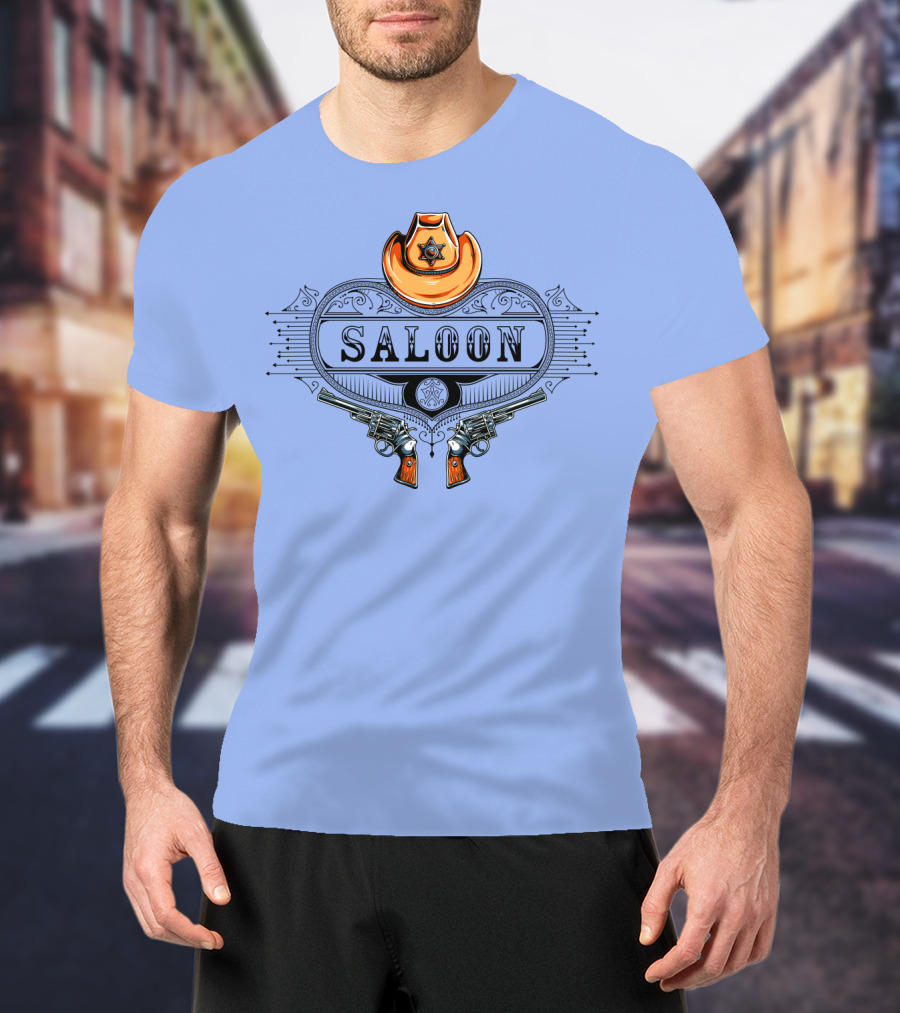 Saloon Cowboy Hat And Revolvers Vintage Western T-Shirt