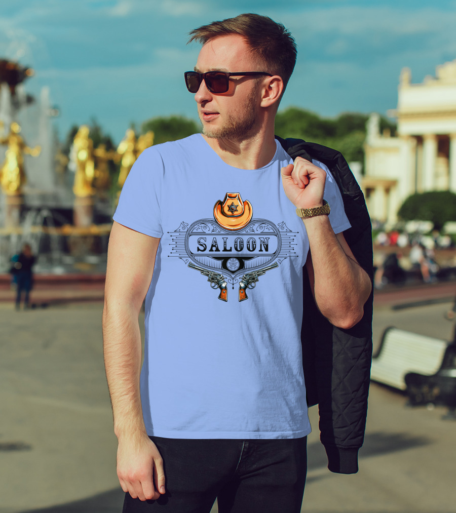 Saloon Cowboy Hat And Revolvers Vintage Western T-Shirt