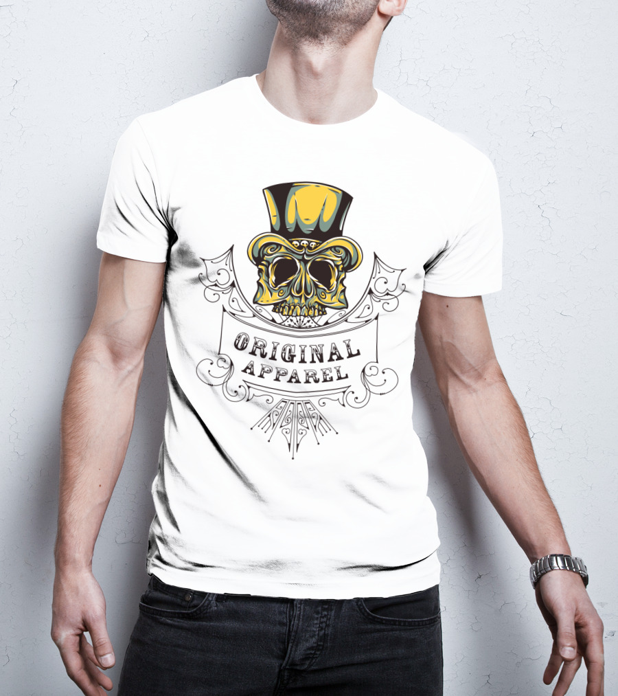 Original Apparel Skull With Top Hat T-Shirt