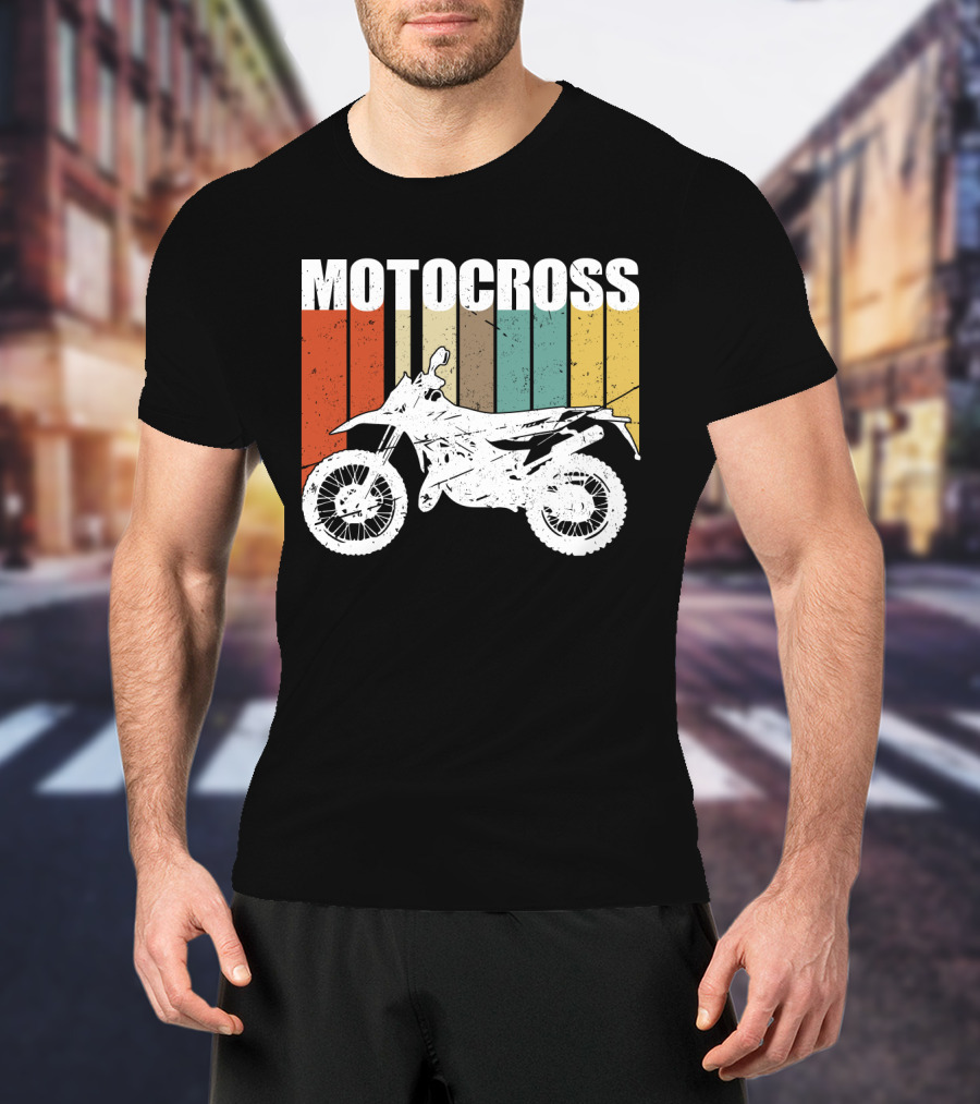 Motocross Vintage Dirt Bike Retro Stripes T-Shirt