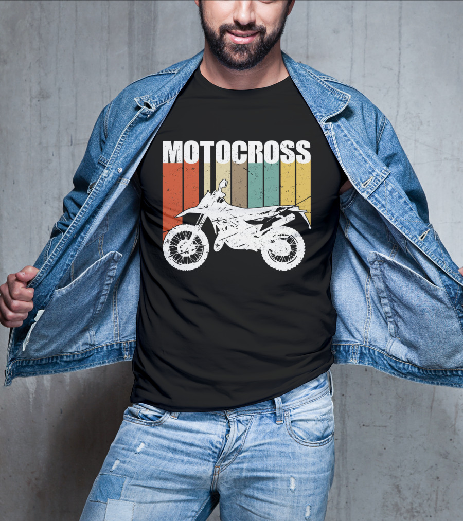 Motocross Vintage Dirt Bike Retro Stripes T-Shirt