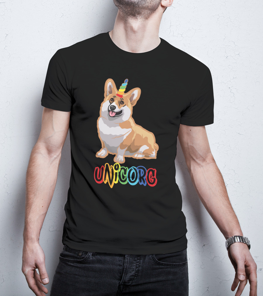 Corgi Dog Cute Unicorg Unicorn Rainbow Horn T-Shirt