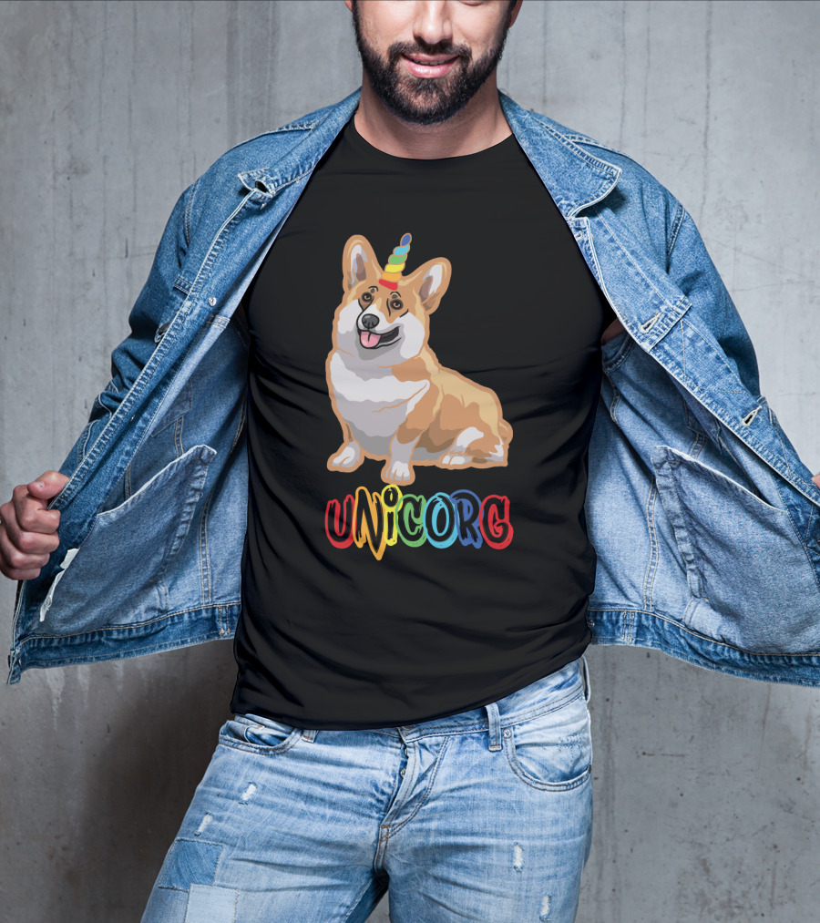 Corgi Dog Cute Unicorg Unicorn Rainbow Horn T-Shirt