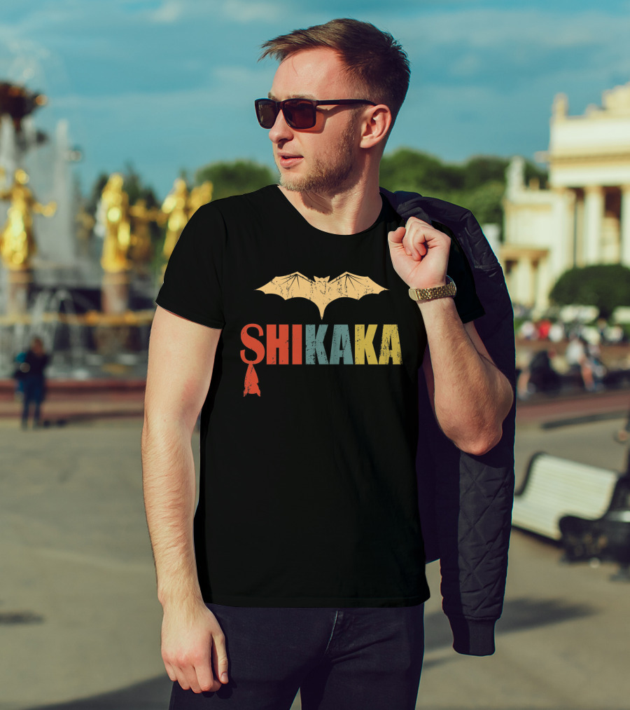 SHIKAKA Bat Silhouette T-Shirt
