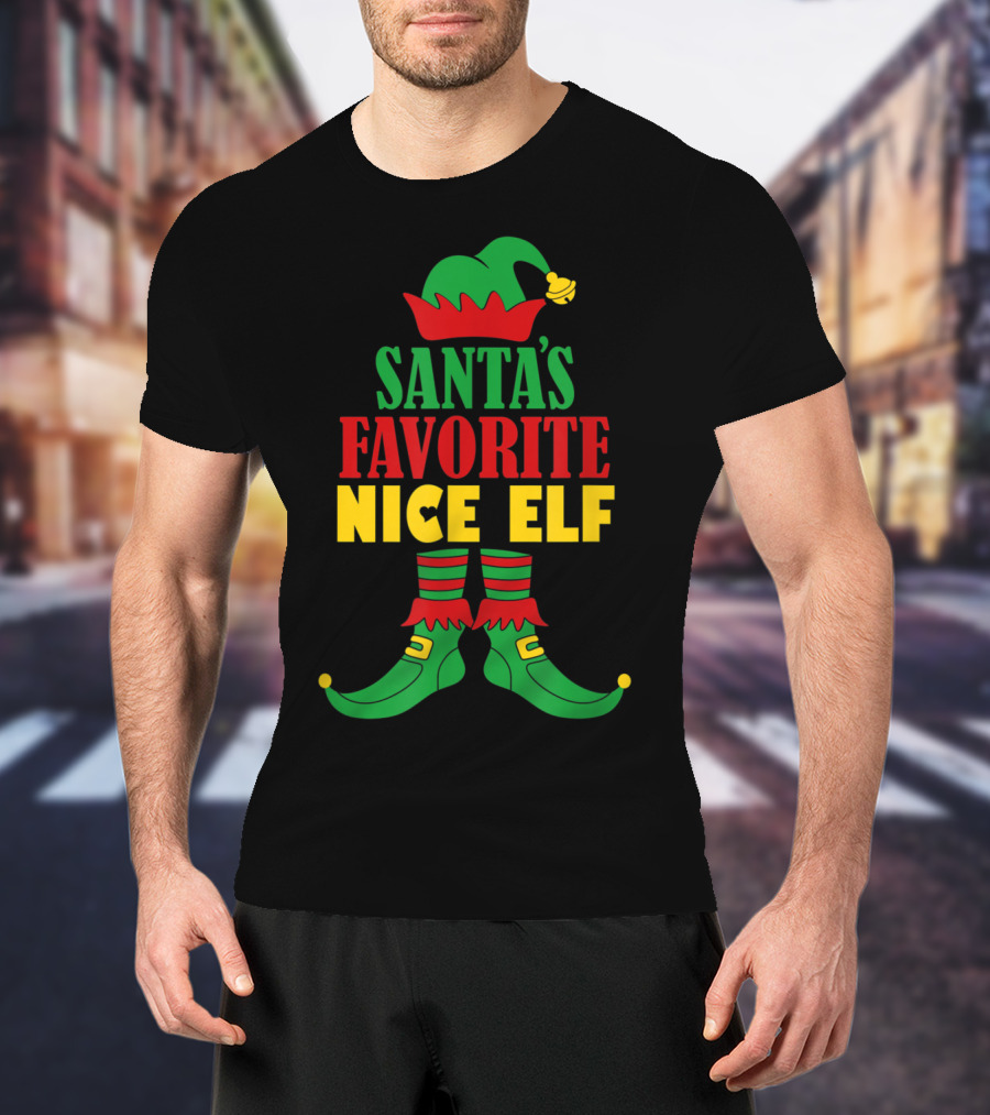 Santa's Favorite Nice Elf Christmas Matching T-Shirt