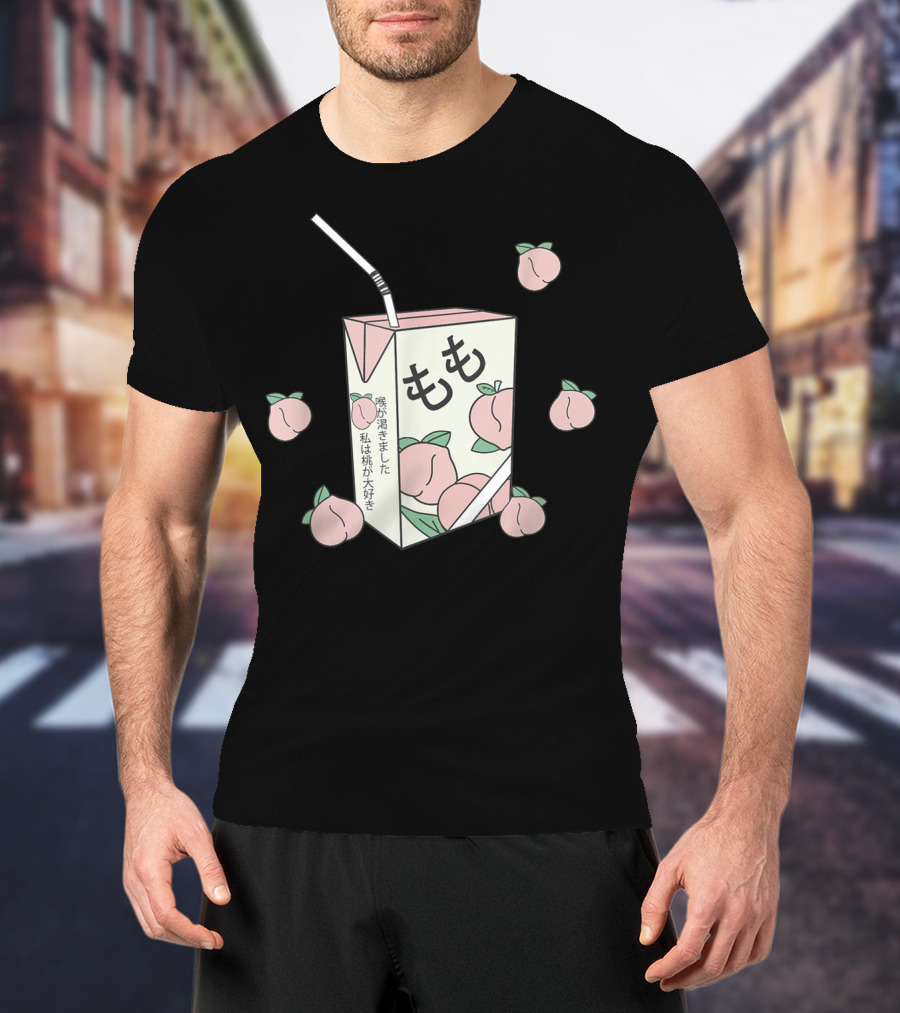Japanese Momo Peach Juice Box Aesthetic Otaku Anime 90s T-Shirt