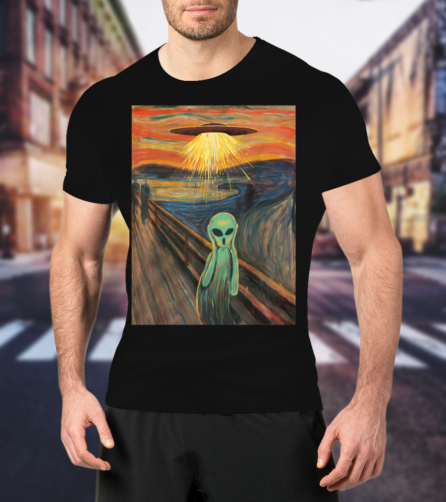 Alien Scream Munch UFO Painting T-Shirt