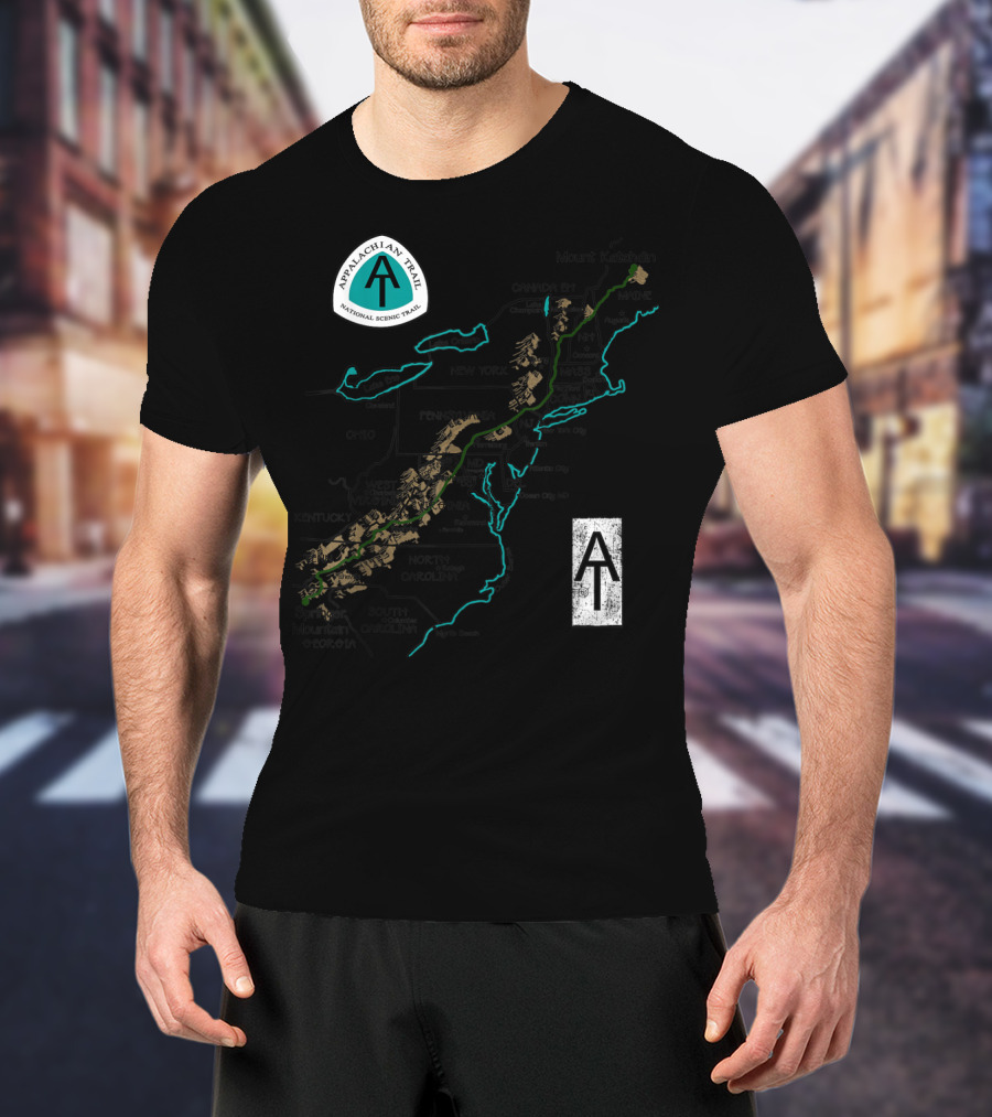 Appalachian Trail National Scenic Trail Map With Mount Katahdin And Springer Mountain T-Shirt