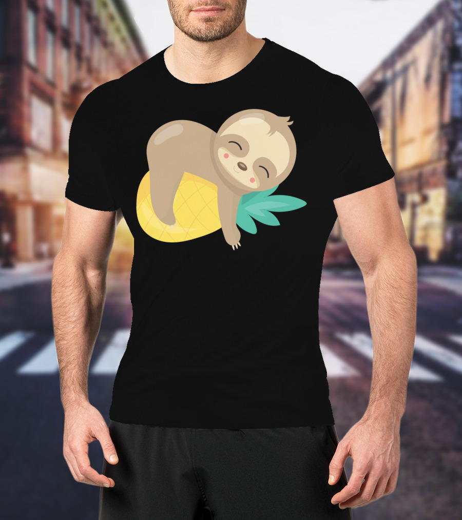 Baby Sloth Sleeping On Pineapple T-Shirt