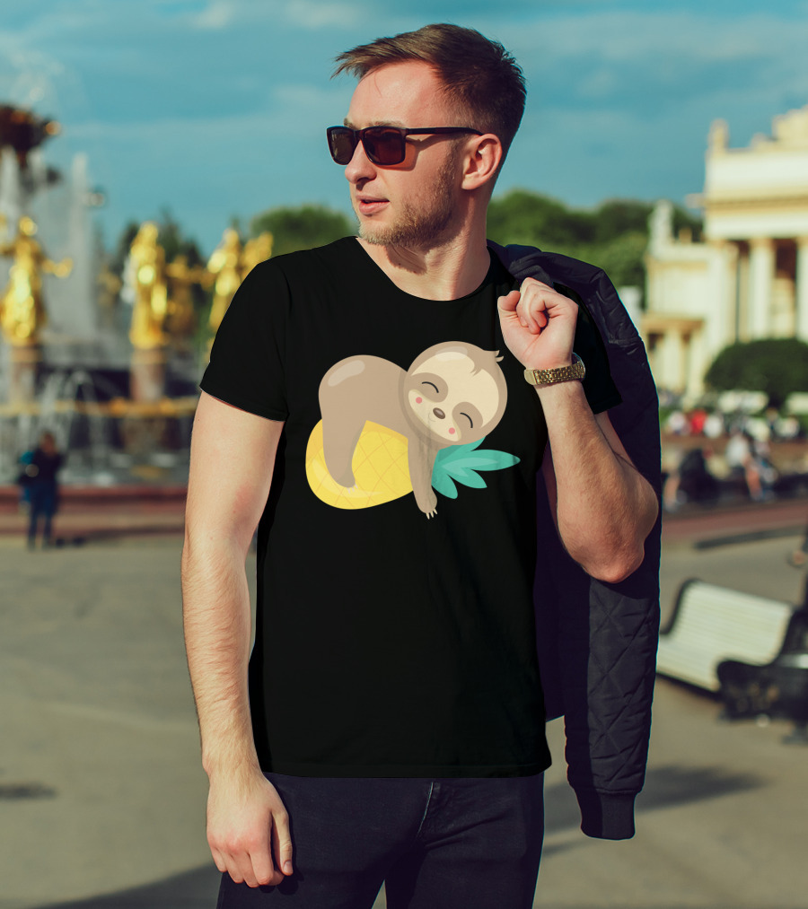 Baby Sloth Sleeping On Pineapple T-Shirt