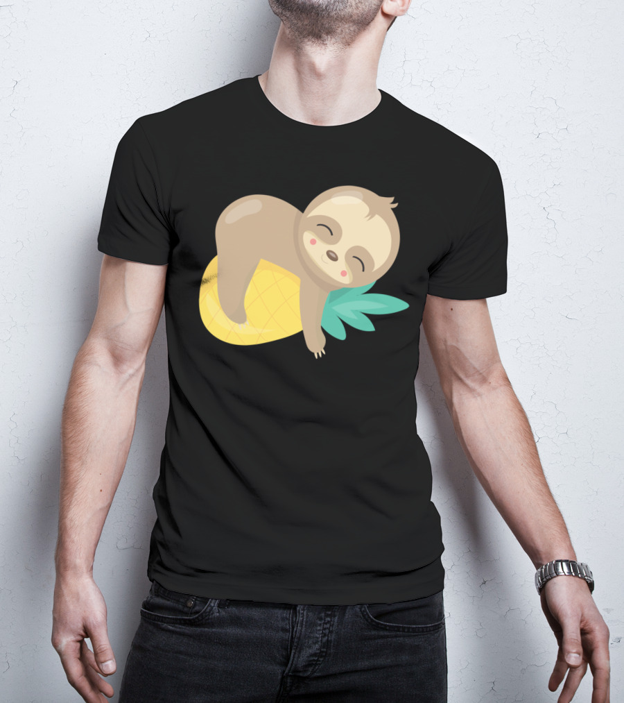 Baby Sloth Sleeping On Pineapple T-Shirt
