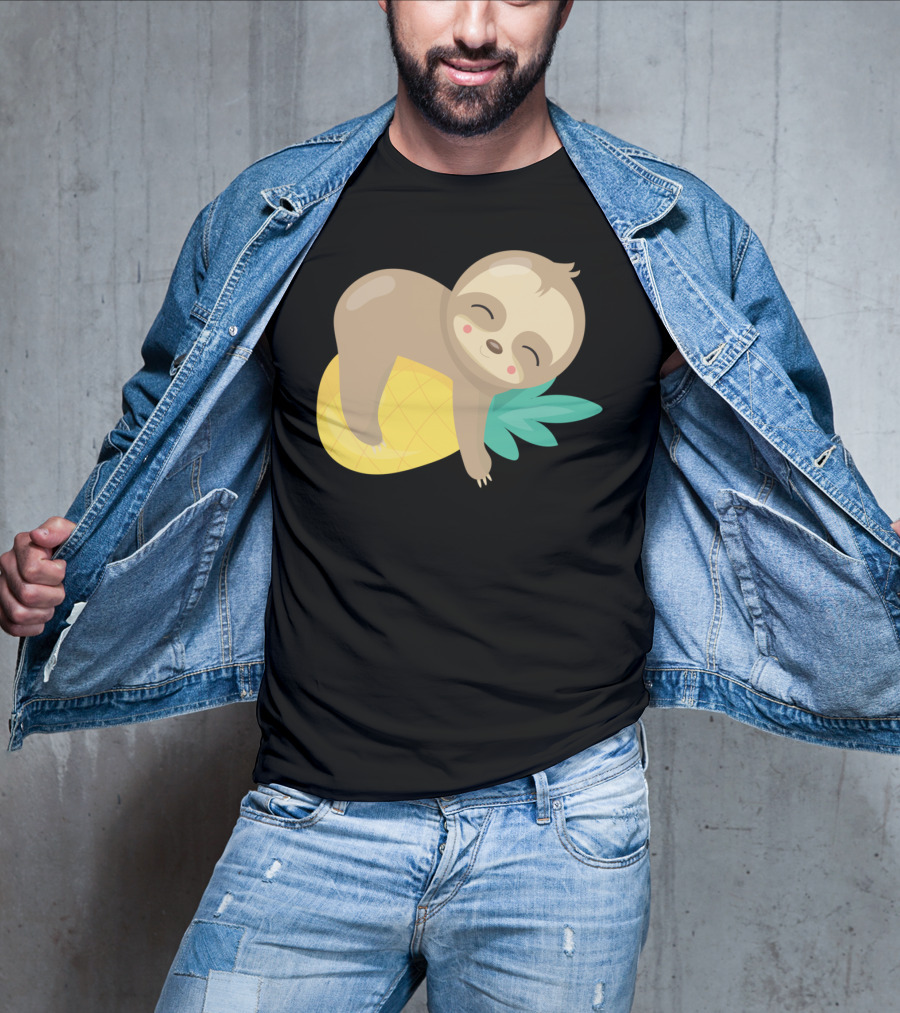 Baby Sloth Sleeping On Pineapple T-Shirt