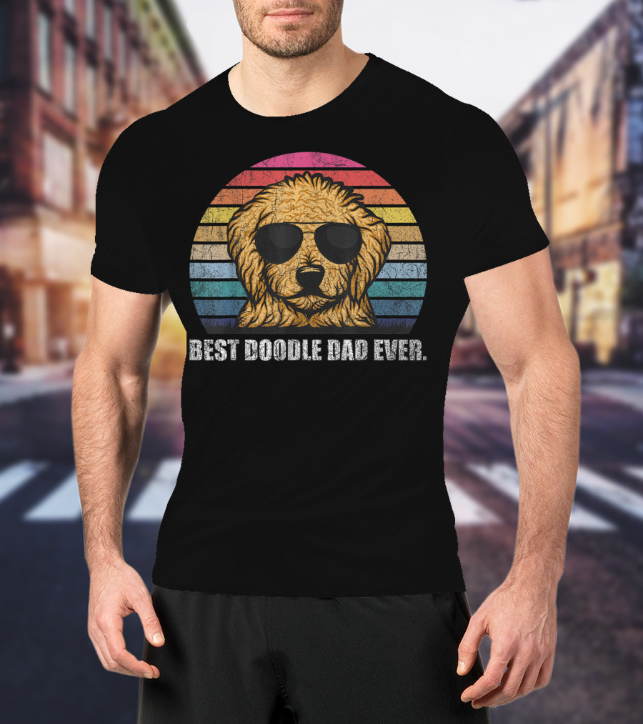 Best Doodle Dad Ever Vintage Style Retro Sunglasses Dog T-Shirt
