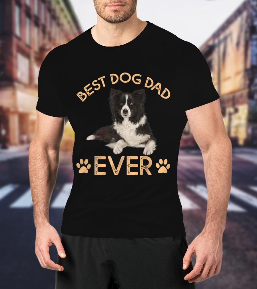 Best Border Collie Dog Dad Ever Paw Prints T-Shirt
