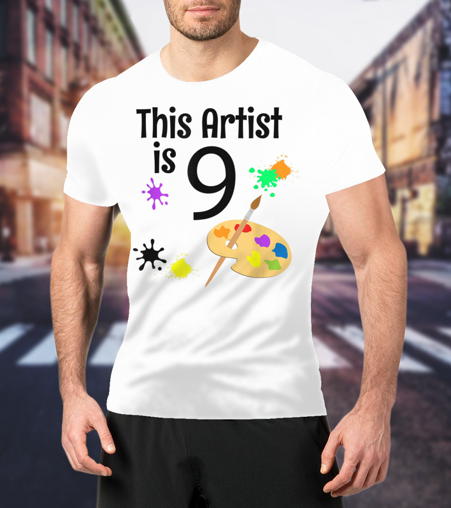 This Artist Is 9 Year Old Painting Birthday Party T-Shirt
