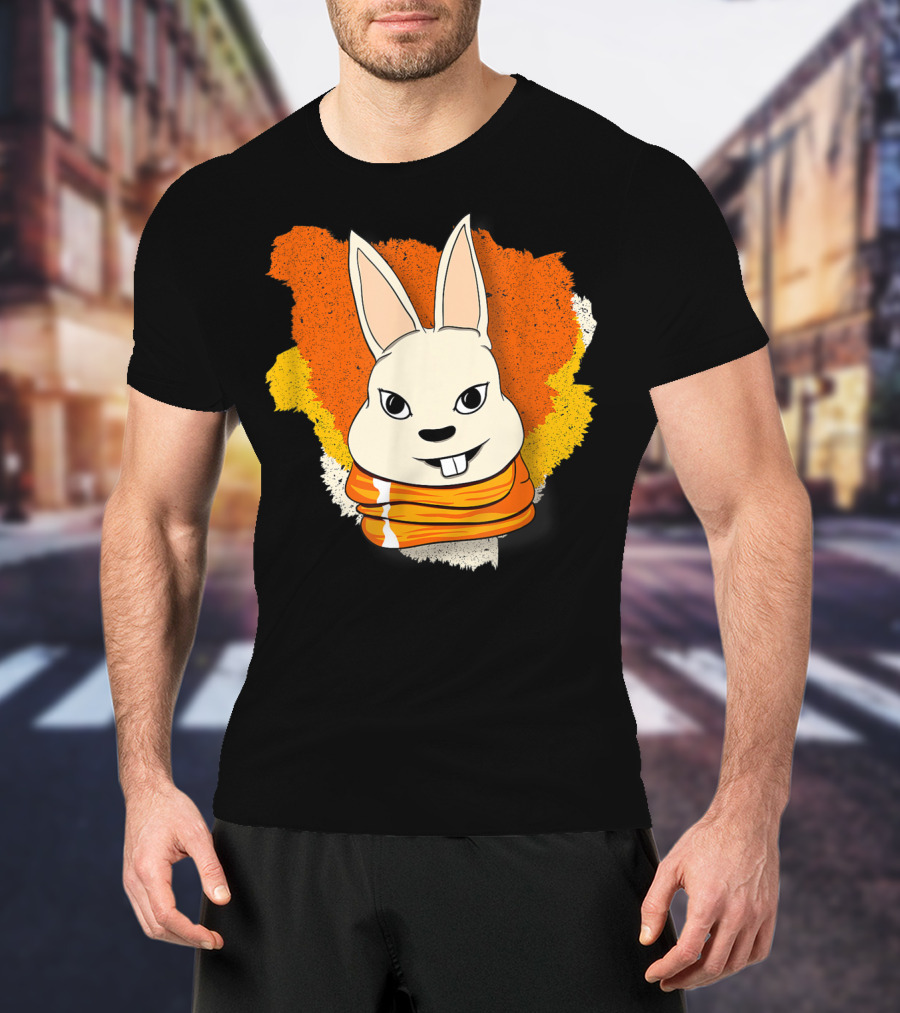 Bunny With Orange Yellow Scarf And Women For Easter T-Shirt