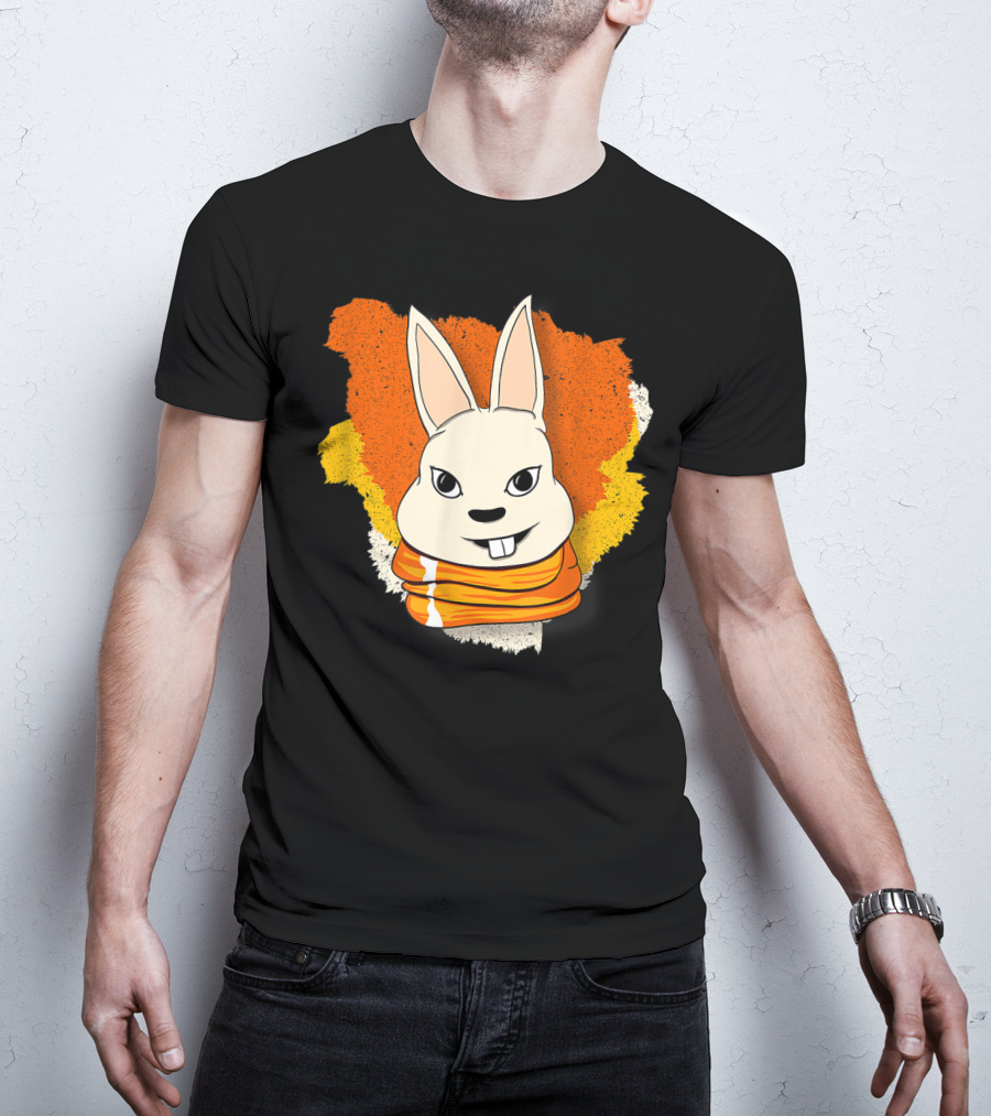 Bunny With Orange Yellow Scarf And Women For Easter T-Shirt