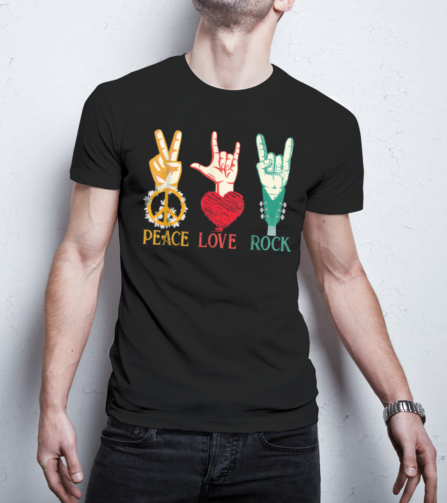 Peace Love Rock Vintage Concert Band Classic T-Shirt