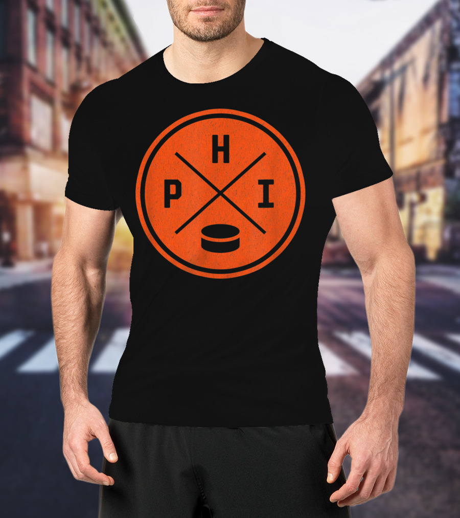 PHI Classic Philadelphia Hockey Puck Emblem T-Shirt