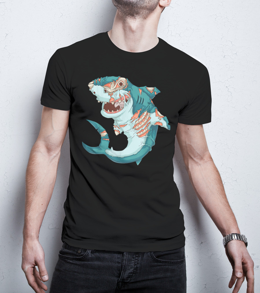Cool Zombie Shark Funny Lazy DIY Halloween T-Shirt