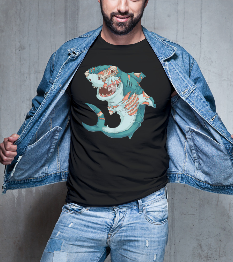 Cool Zombie Shark Funny Lazy DIY Halloween T-Shirt