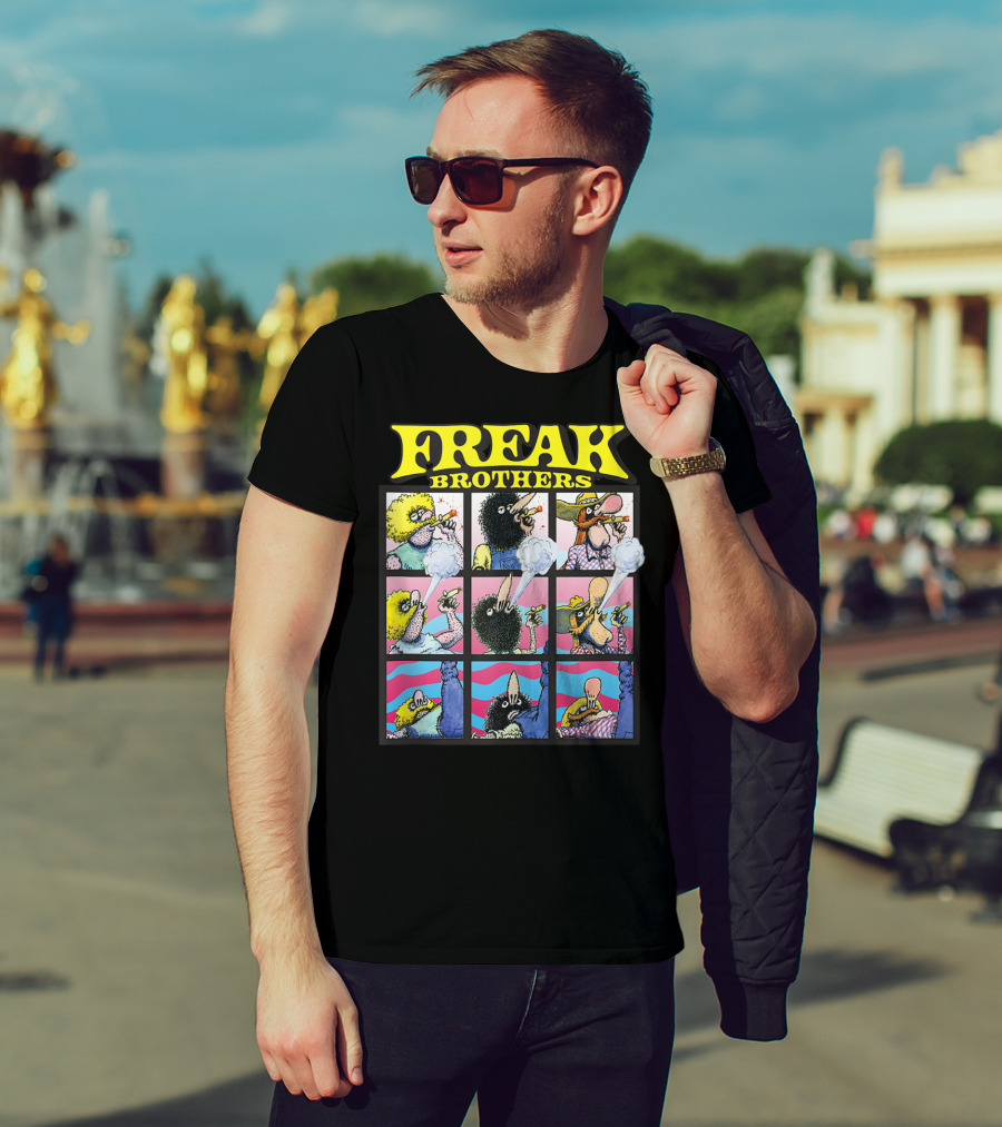 Freak Brothers Puff Puff Pass Out Comic Panels Characters T-Shirt