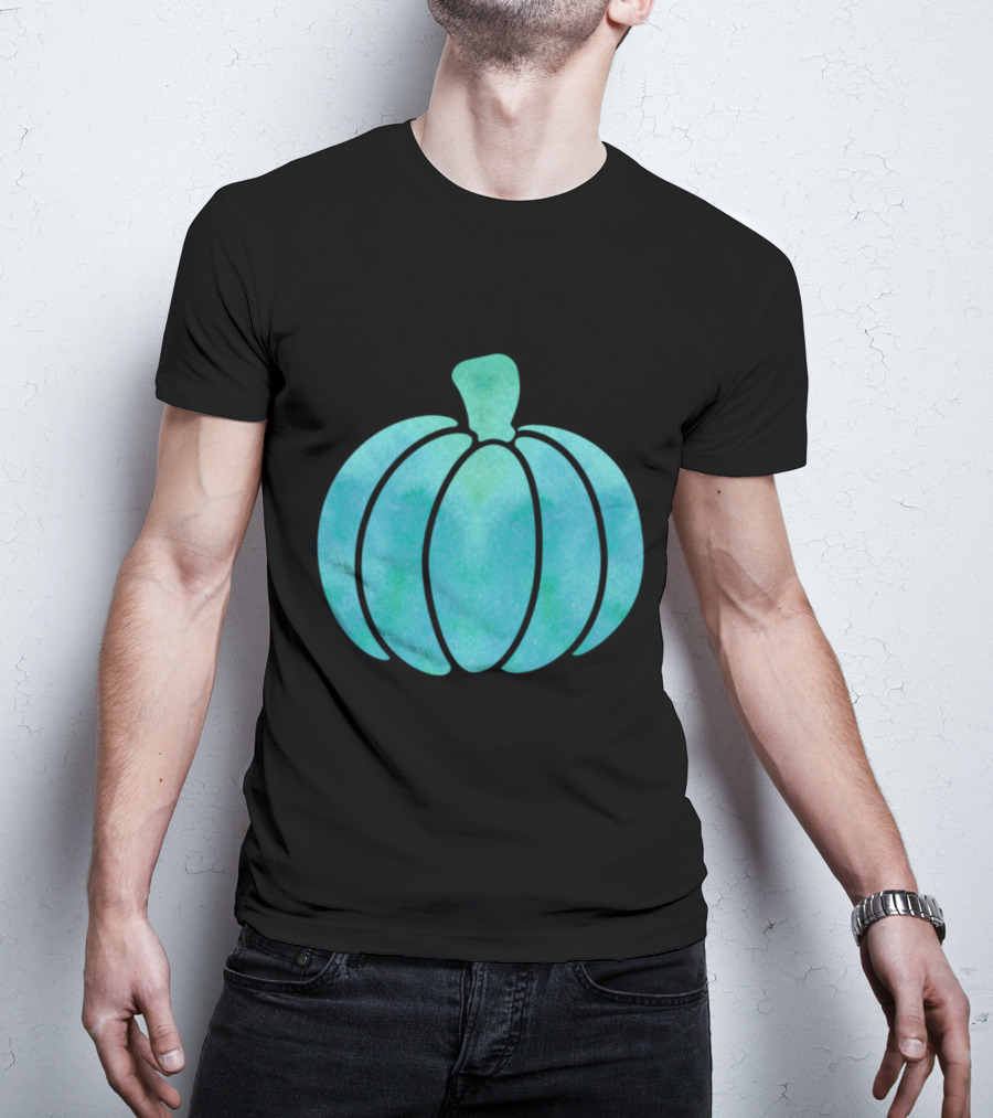 Fall Teal Pumpkin Girl Watercolor T-Shirt