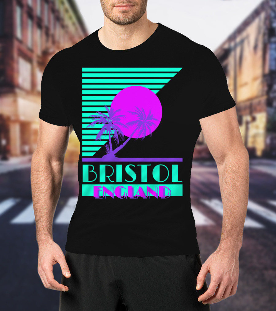Bristol England Retro 80s Palm Tree T-Shirt