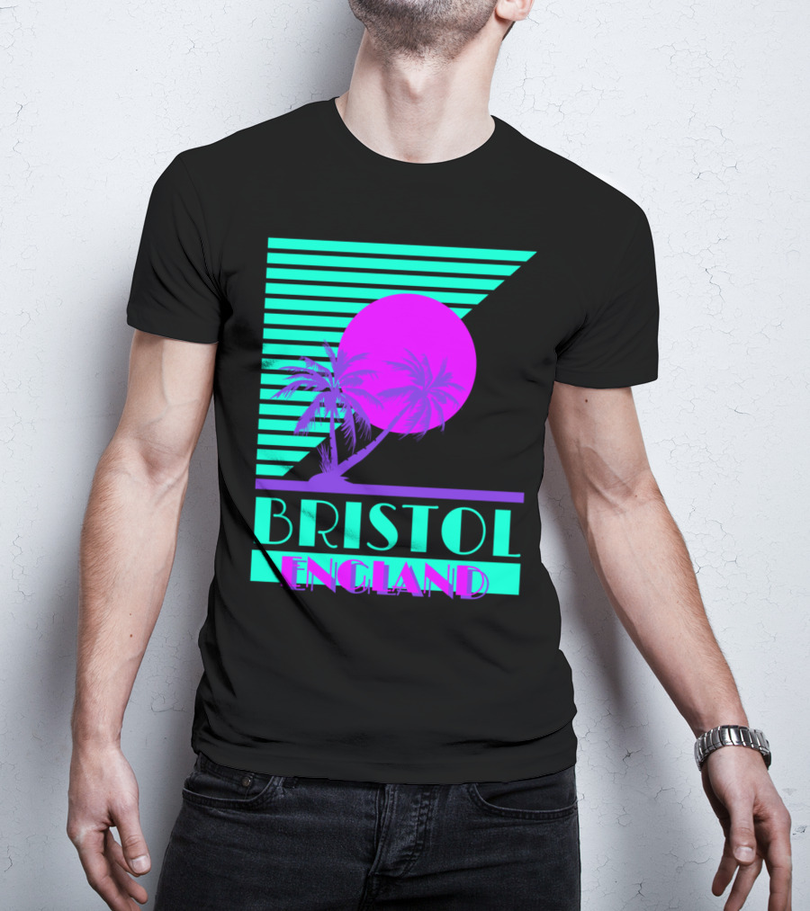 Bristol England Retro 80s Palm Tree T-Shirt