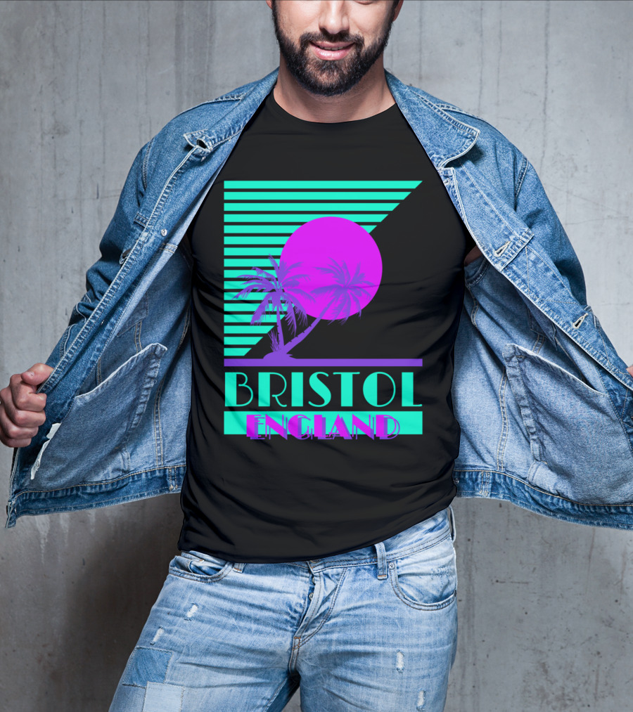 Bristol England Retro 80s Palm Tree T-Shirt