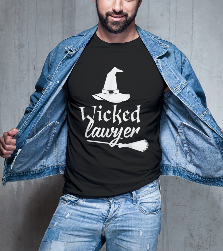 Wicked Lawyer Witch Hat Broomstick Halloween Lawyer T-Shirt