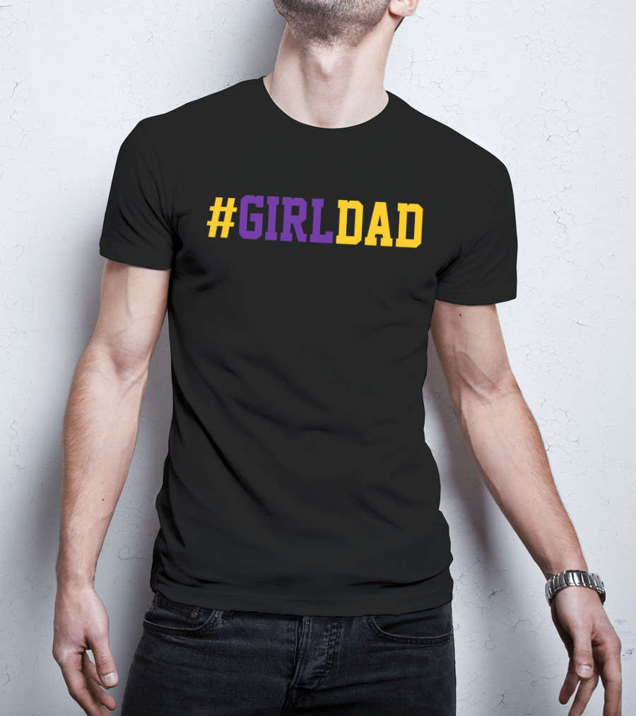 Girldad Girl Dad Father Of Daughters Number 8 Purple Yellow T-Shirt