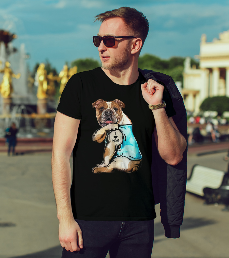 I Love Mom Bulldog Tattoo T-Shirt