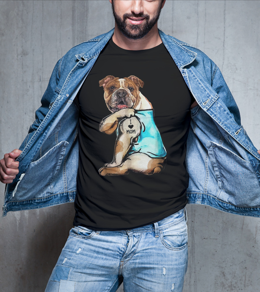 I Love Mom Bulldog Tattoo T-Shirt