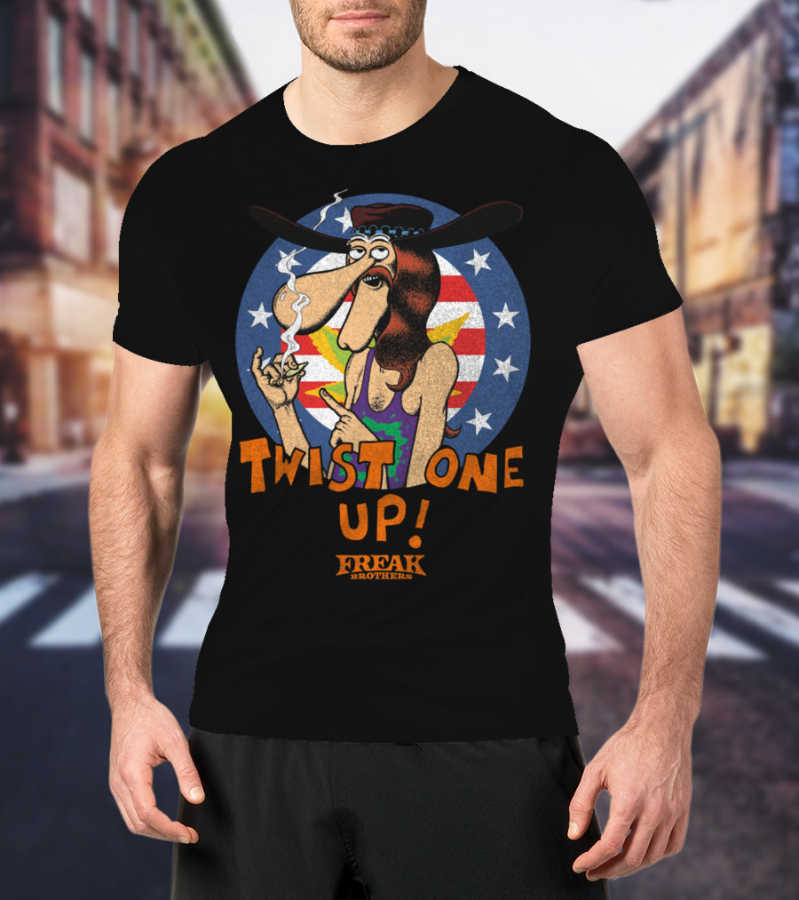 Freak Brothers Twist One Up Star-Spangled Smoking Character T-Shirt