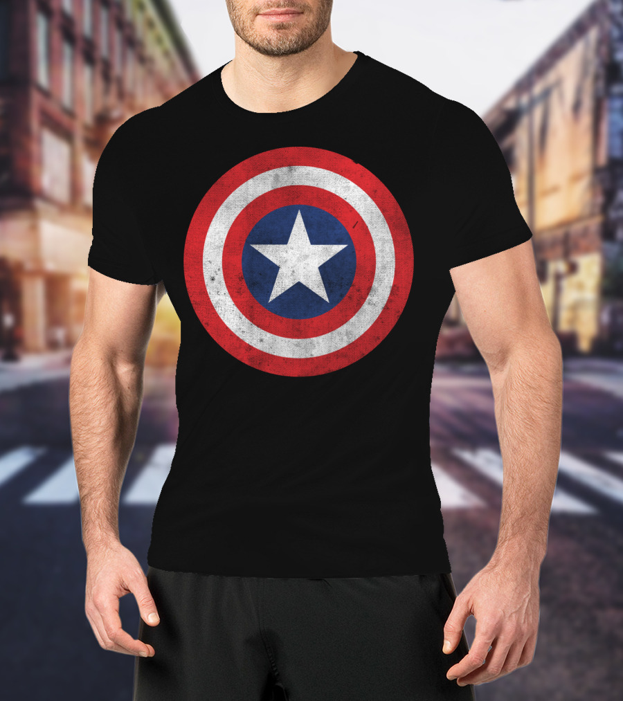 Marvel Captain America Classic Shield Iconic Symbol Red White Blue T-Shirt