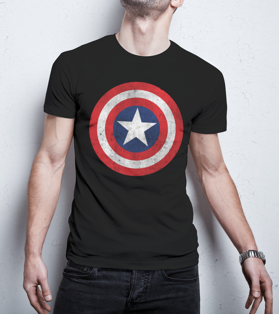 Marvel Captain America Classic Shield Iconic Symbol Red White Blue T-Shirt