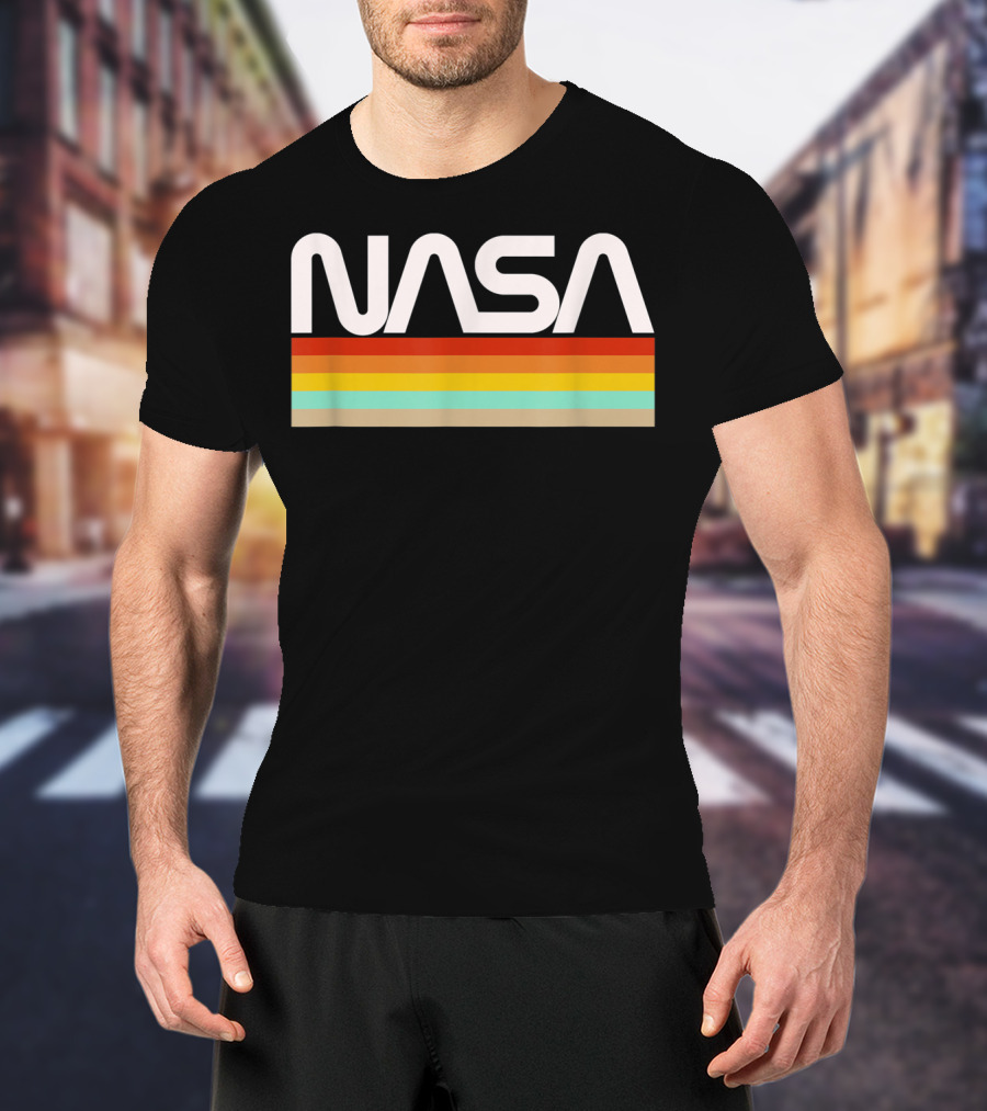 NASA Worm Logo Retro Stripes T-Shirt