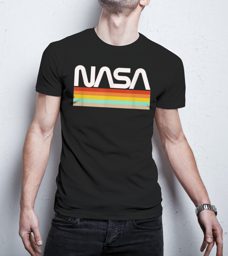 NASA Worm Logo Retro Stripes T-Shirt