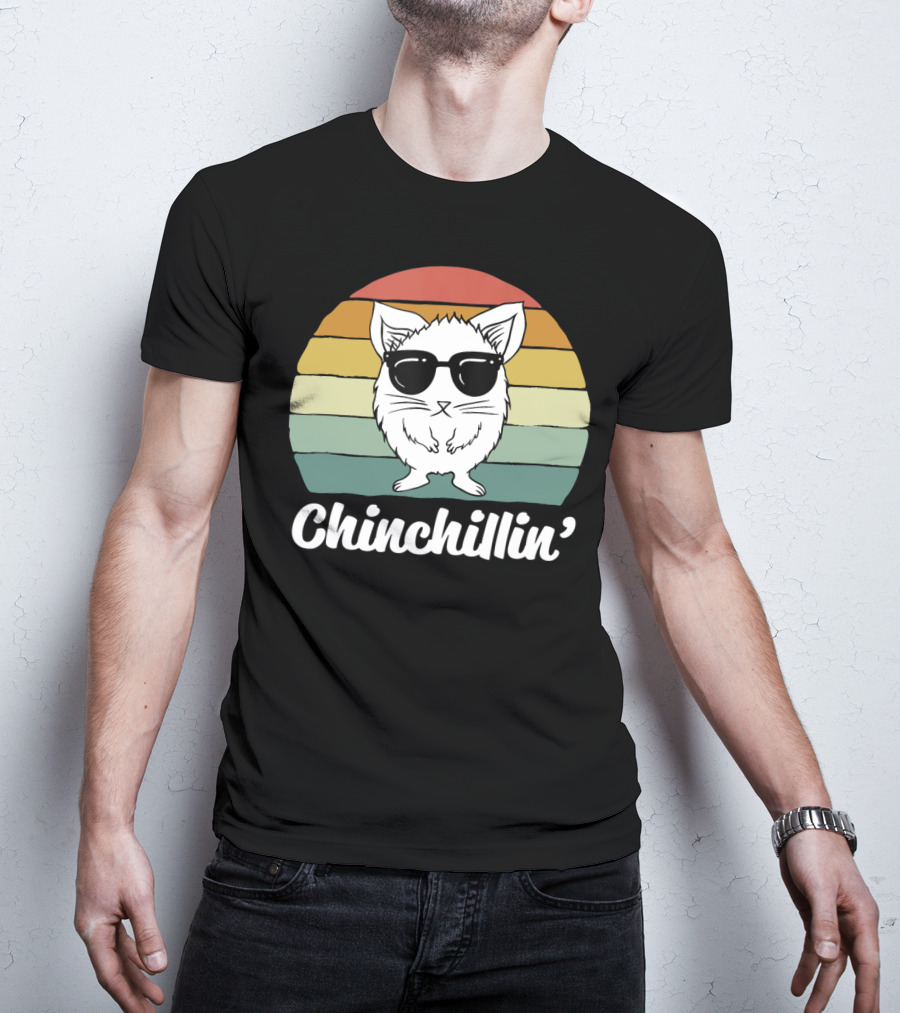 Chinchillin' Funny Chinchilla Owner Lover Retro Sunglasses T-Shirt