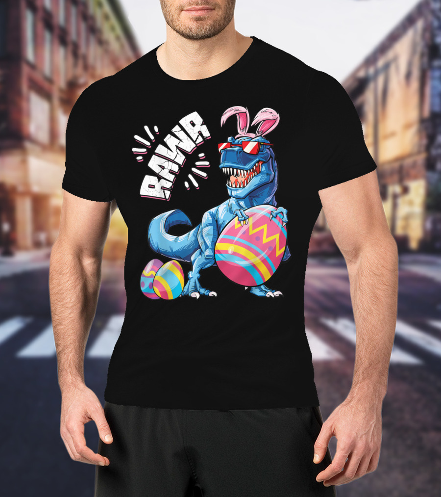Easter Bunny Dinosaur Rex Rawr Eggs Girl T-Shirt
