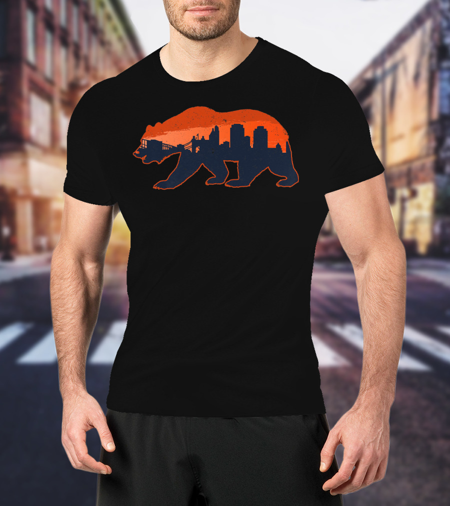 Chicago Bears City Skyline Distressed Pro Football T-Shirt