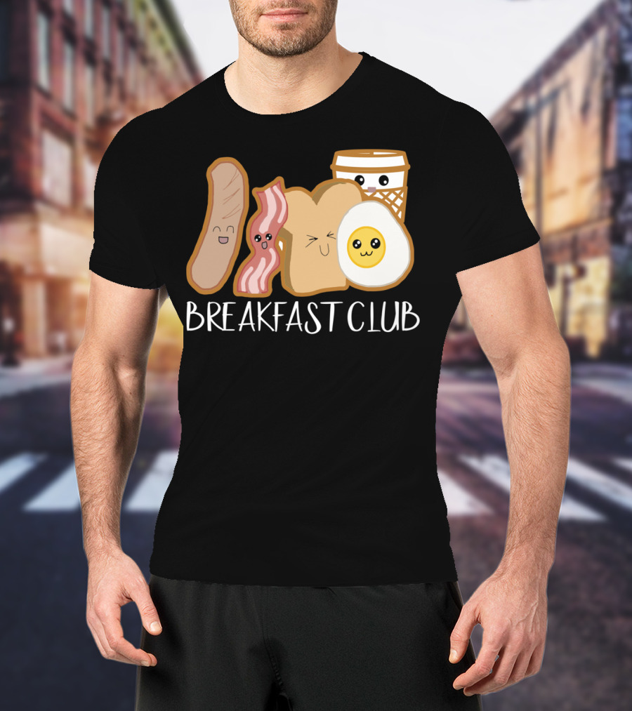 Kawaii Breakfast Club Funny Foodie Adorable Cartoon Food Faces T-Shirt